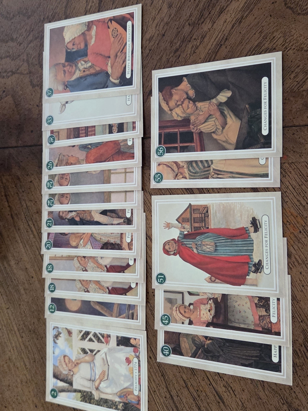 Vintage 1994 American Girl Felicity Merriman Trading Card Lot (18 Cards Total)
